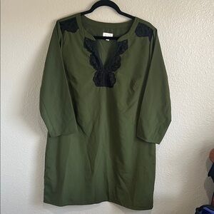 C. Wonder Olive Dress with Black Lace Detail